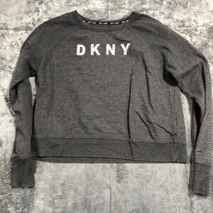 DKNY Sport Sweatshirt Womens XL Charcoal Gray Logo Raglan DP7T5147